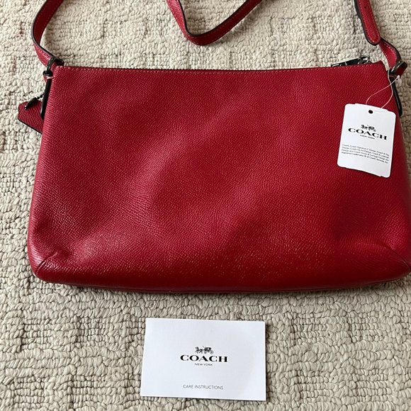 NWT - Coach East / West Crossbody With Pop Up Pouch with Gingham Print - Picture 3 of 7